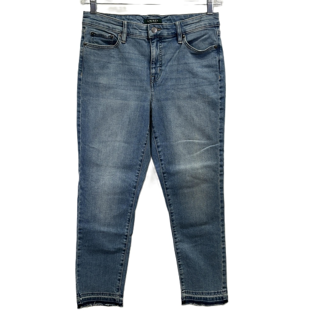 Lauren Ralph Lauren Cropped Five Pocket Frayed Hem Premier Straight Jeans 10
